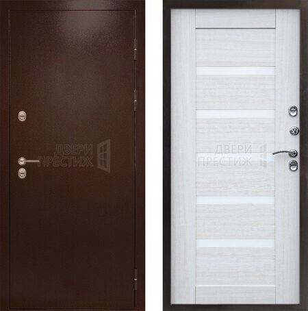 Входная дверь Termo-door Сибирь Антик медный Царга в цвете лиственница с терморазрывом