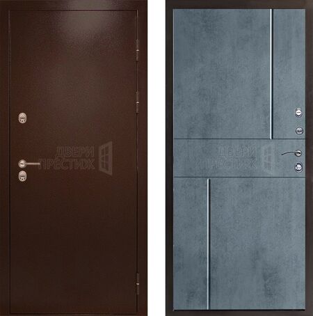 Входная дверь Termo-door Сибирь Антик медный Горизонт в цвете бетон темный с терморазрывом