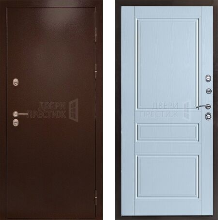 Входная дверь Termo-door Сибирь Антик медный Классика в цвете белое дерево с терморазрывом
