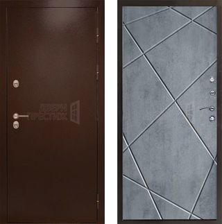 Входная дверь Termo-door Сибирь Антик медный Лучи в цвете бетон темный с терморазрывом