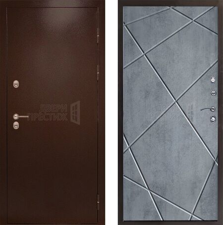 Входная дверь Termo-door Сибирь Антик медный Лучи в цвете бетон темный с терморазрывом