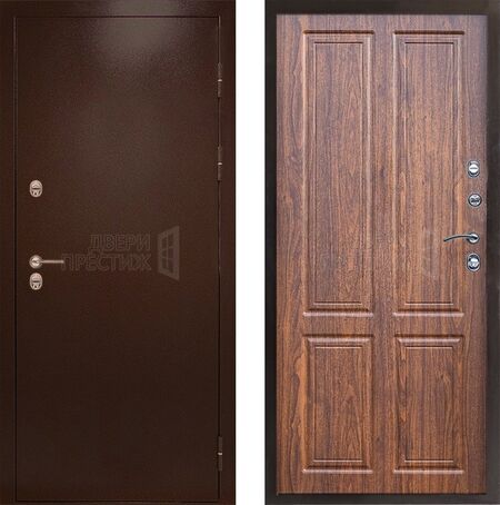 Входная дверь Termo-door Сибирь Антик медный в цвете Орех стандарт с терморазрывом