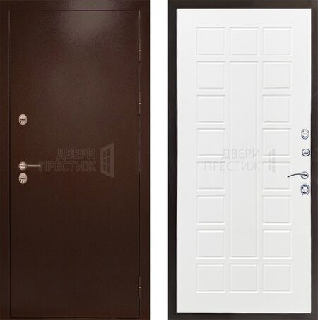Входная дверь Termo-door Сибирь Антик медный Престиж в цвете белое дерево с терморазрывом