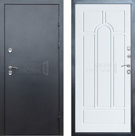 Входная дверь Termo-door Сибирь Серебро антик Арка в цвете белое дерево с терморазрывом