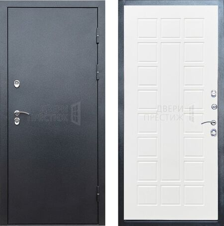 Входная дверь Termo-door Сибирь Серебро антик Престиж в цвете белое дерево с терморазрывом
