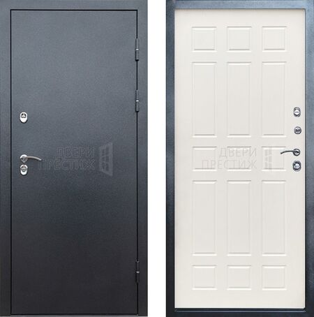 Входная дверь Termo-door Сибирь Серебро антик Спарта в цвете белое дерево с терморазрывом