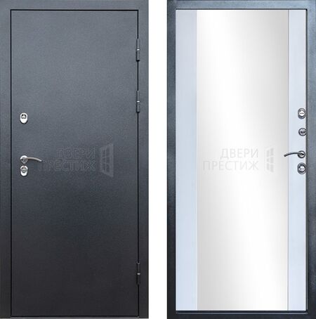 Входная дверь Termo-door Сибирь Серебро антик Зеркало в цвете белый с терморазрывом