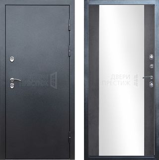 Входная дверь Termo-door Сибирь Серебро антик Зеркало в цвете темный бетон с терморазрывом