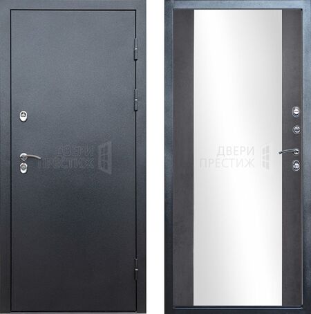 Входная дверь Termo-door Сибирь Серебро антик Зеркало в цвете темный бетон с терморазрывом