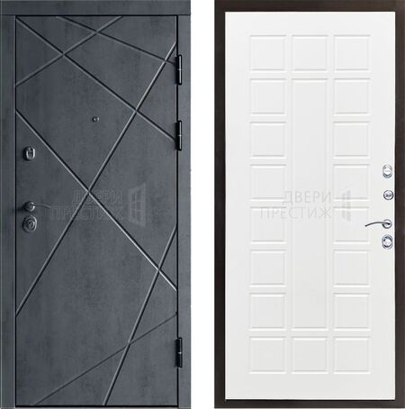 Входная дверь Termo-door Лучи бетон Престиж в цвете белое дерево
