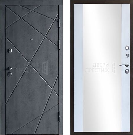 Входная дверь Termo-door Лучи бетон Зеркало в цвете белый