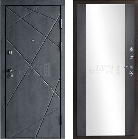 Входная дверь Termo-door Лучи бетон Зеркало в цвете темный бетон