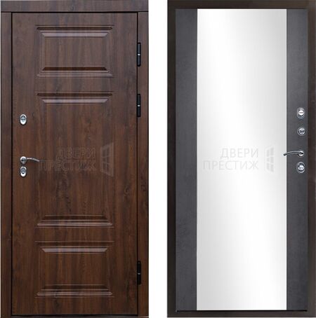 Входная дверь Termo-door Сибирь Термо премиум Зеркало в цвете темный бетон