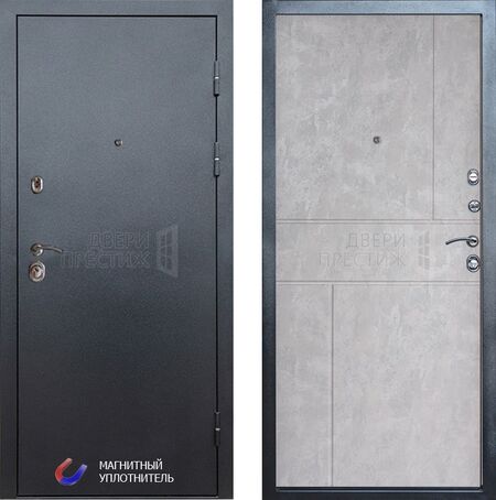 Входная дверь Termo-door Техно графит Горизонт в цвете бетон светлый