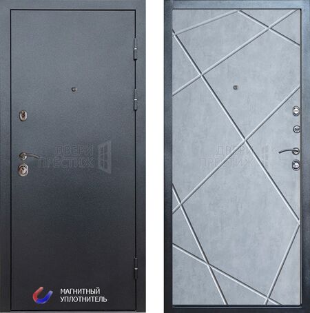 Входная дверь Termo-door Техно графит Лучи в цвете бетон светлый