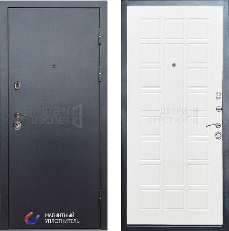 Входная дверь Termo-door Техно графит Престиж в цвете белое дерево