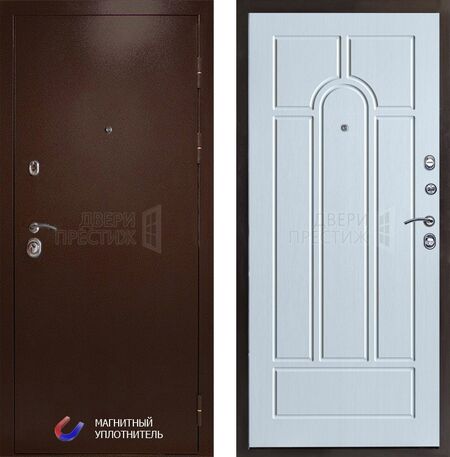 Входная дверь Termo-door Техно медь Арка в цвете белое дерево