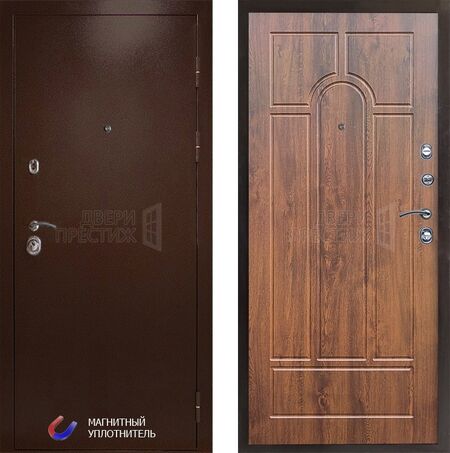Входная дверь Termo-door Техно медь Арка в цвете дуб