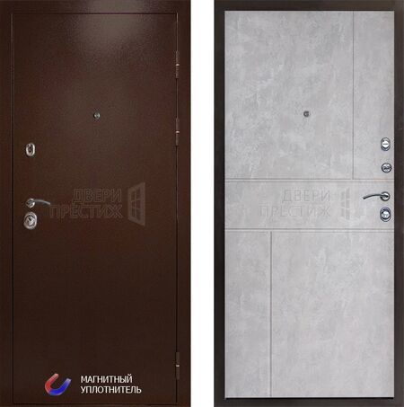 Входная дверь Termo-door Техно медь Горизонт в цвете бетон светлый