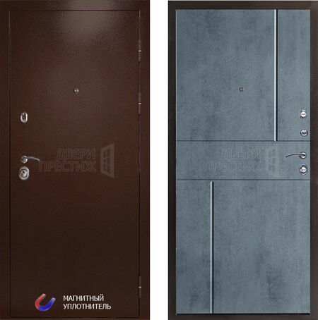 Входная дверь Termo-door Техно медь Горизонт в цвете бетон темный