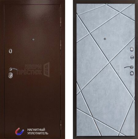 Входная дверь Termo-door Техно медь Лучи в цвете бетон светлый