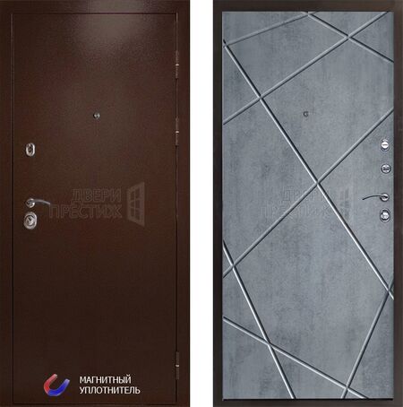 Входная дверь Termo-door Техно медь Лучи в цвете бетон темный