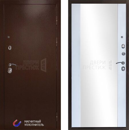 Входная дверь Termo-door Техно медь Зеркало в цвете белый