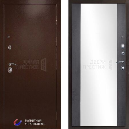 Входная дверь Termo-door Техно медь Зеркало в цвете темный бетон