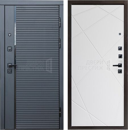Входная дверь Termo-door Black Line Лучи в Белом цвете
