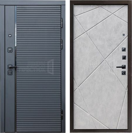 Входная дверь Termo-door Black Line Лучи в цвете Бетон светлый