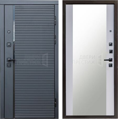 Входная дверь Termo-door Black Line Зеркало в цвете Белый софт