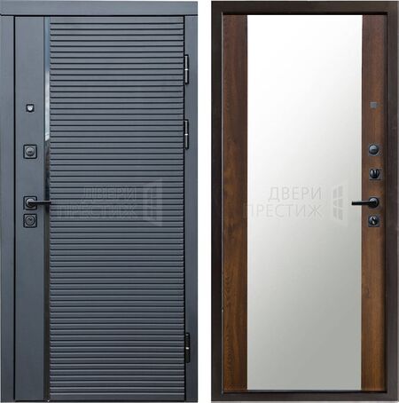 Входная дверь Termo-door Black Line Зеркало в цвете Дуб
