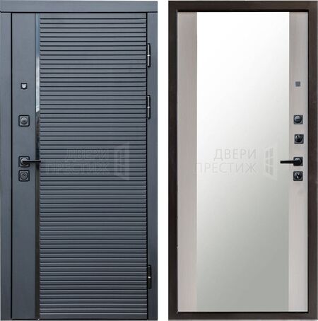 Входная дверь Termo-door Black Line Зеркало в цвете Лиственница