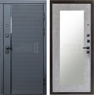 Входная дверь Termo-door Black Line Зеркало триумф в цвете Бетон светлый