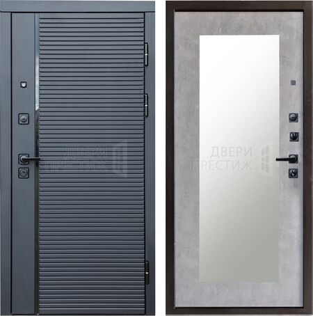 Входная дверь Termo-door Black Line Зеркало триумф в цвете Бетон светлый
