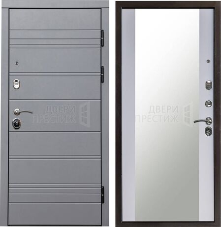 Входная дверь Termo-door Grey Line Зеркало в цвете Белый софт