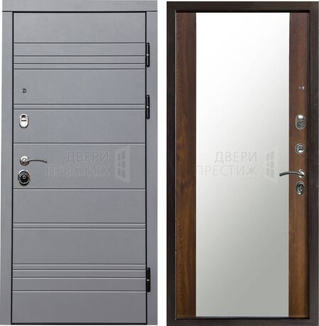 Входная дверь Termo-door Grey Line Зеркало в цвете Дуб