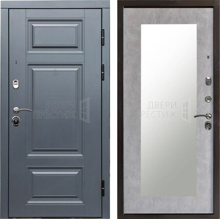 Входная дверь Termo-door Премиум Grey Зеркало триумф в цвете Бетон светлый
