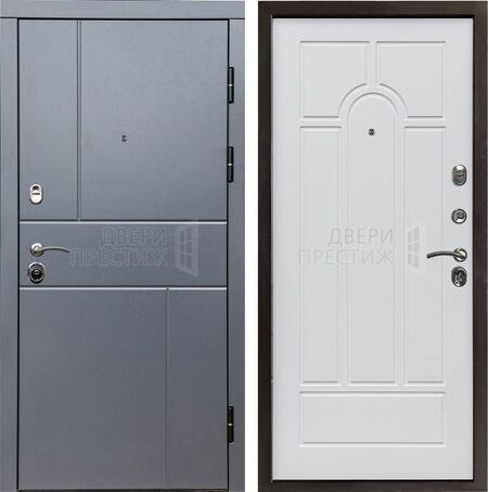 Входная дверь Termo-door Вертикаль Grey Арка в цвете Белое дерево