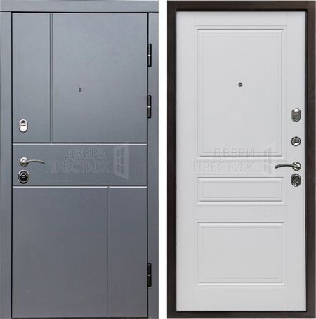 Входная дверь Termo-door Вертикаль Grey Классика в цвете Белый матовый