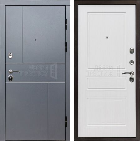 Входная дверь Termo-door Вертикаль Grey Классика в цвете Белое дерево