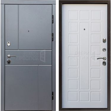Дверь Termo-door Вертикаль Grey Престиж в цвете Белое дерево