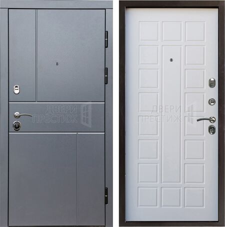 Входная дверь Termo-door Вертикаль Grey Престиж в цвете Белое дерево