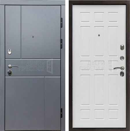 Входная дверь Termo-door Вертикаль Grey Спарта в цвете Белое дерево