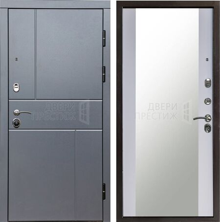 Входная дверь Termo-door Вертикаль Grey Зеркало в цвете Белый софт