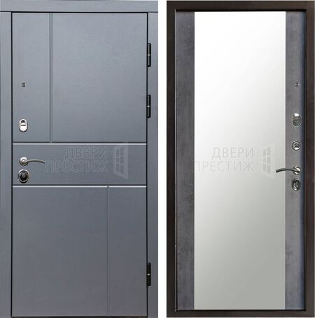 Входная дверь Termo-door Вертикаль Grey Зеркало в цвете Бетон темный