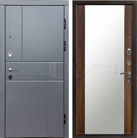 Входная дверь Termo-door Вертикаль Grey Зеркало в цвете Дуб