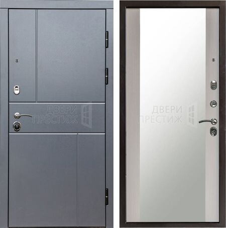 Входная дверь Termo-door Вертикаль Grey Зеркало в цвете Лиственница