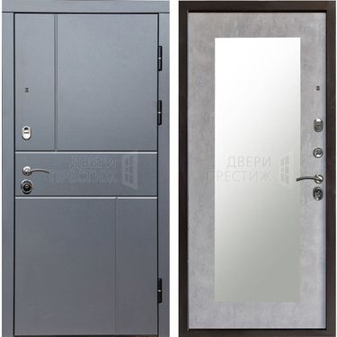 Дверь Termo-door Вертикаль Grey Зеркало триумф в цвете Бетон светлый