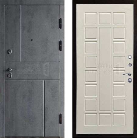 Входная дверь Termo-door Вертикаль бетон Престиж в цвете беж матовый